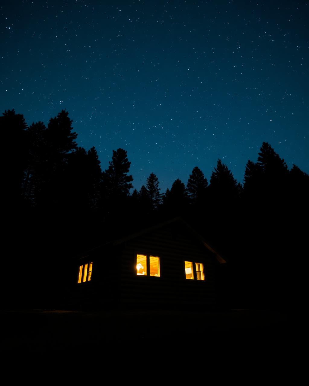 Cabin at night